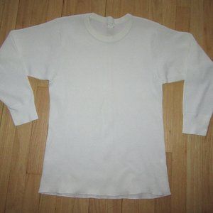 VINTAGE HANDTEX THERMAL SHIRT/WHITE/WAFFLE PATTERN/SIZE LARGE/LONG SLEEVE!